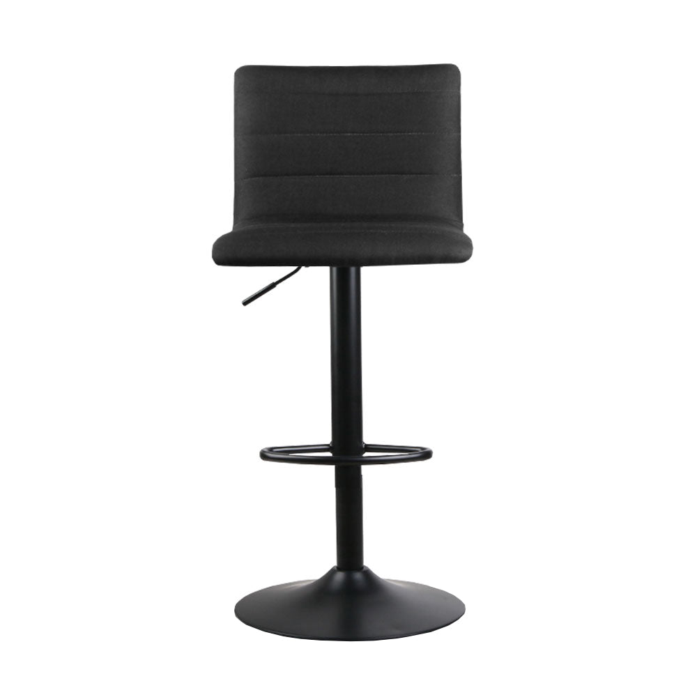 Artiss 2x Bar Stools Gas Lift Linen Fabric Black - Cosy Abode