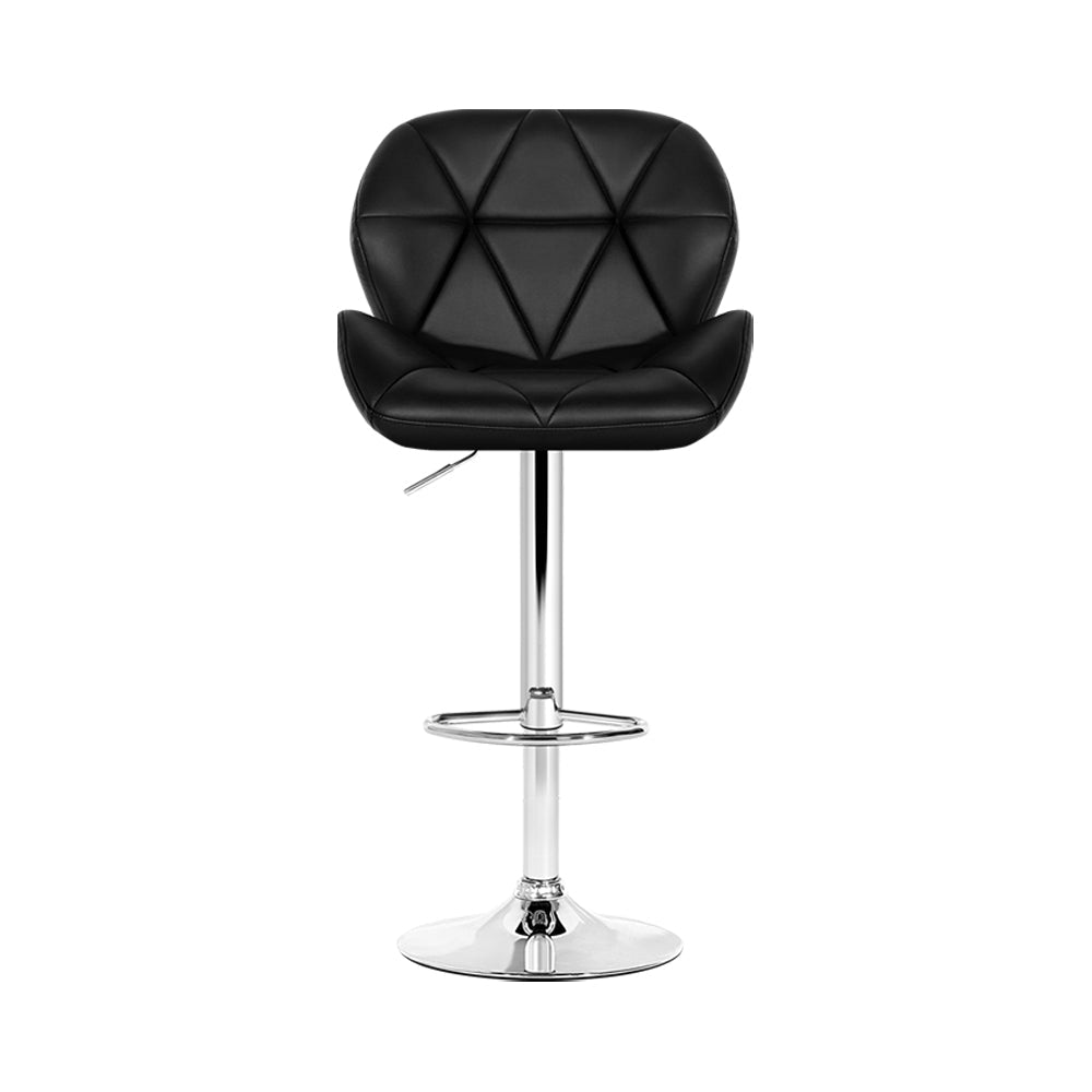 Artiss 2x Bar Stools Gas Lift Padded Leather Black - Cosy Abode