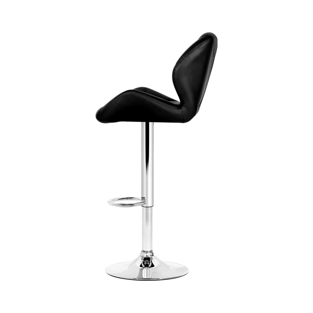 Artiss 2x Bar Stools Gas Lift Padded Leather Black - Cosy Abode