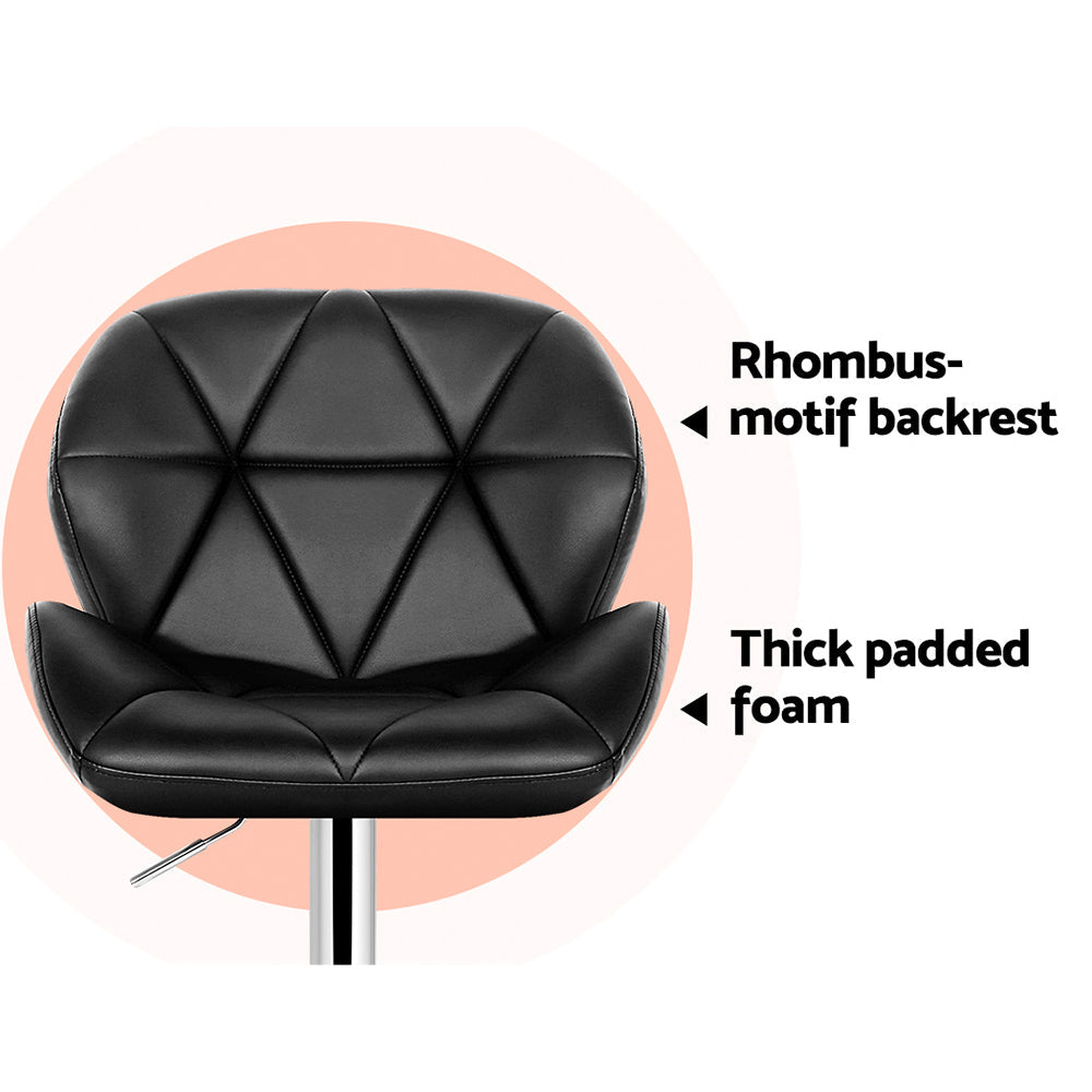 Artiss 2x Bar Stools Gas Lift Padded Leather Black - Cosy Abode