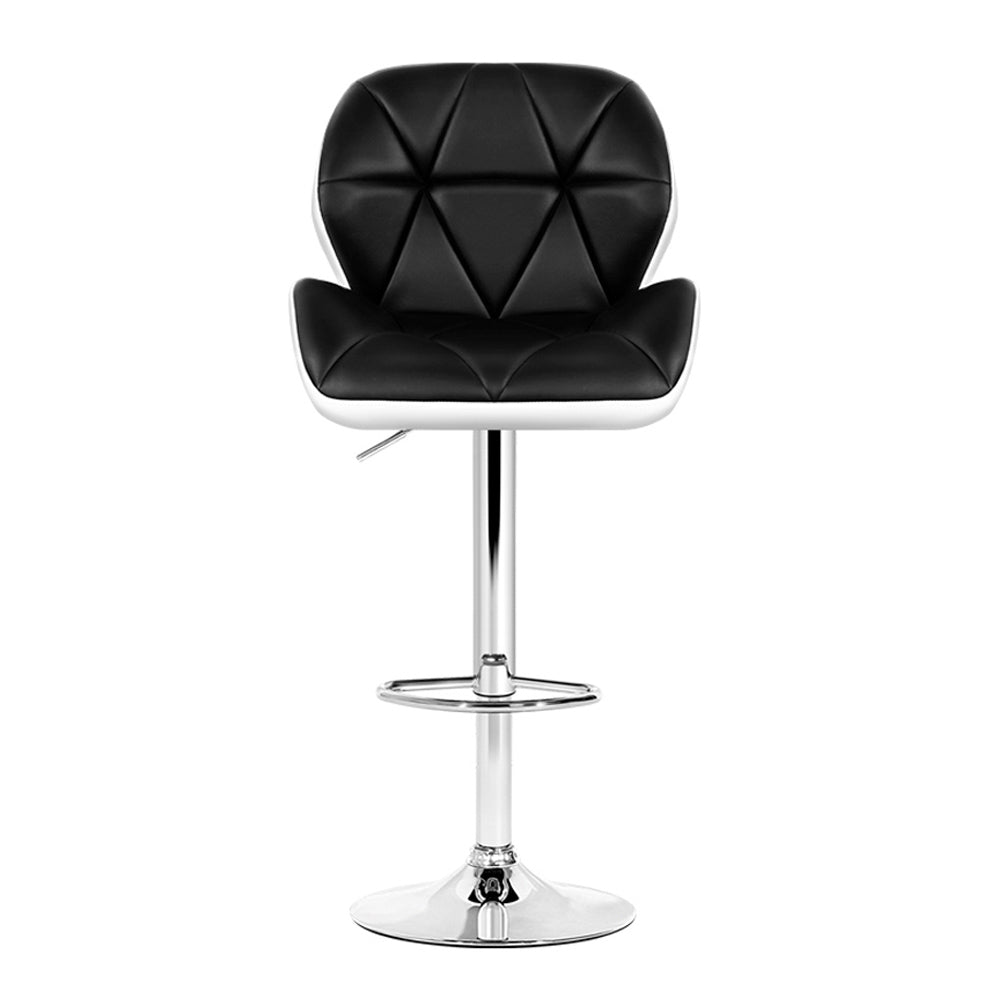 Artiss 2x Bar Stools Gas Lift Padded Leather Black & White - Cosy Abode