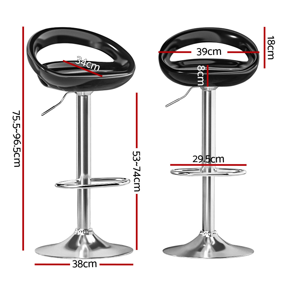 Artiss 2x Bar Stools Gas Lift Plastic Seat Black - Cosy Abode