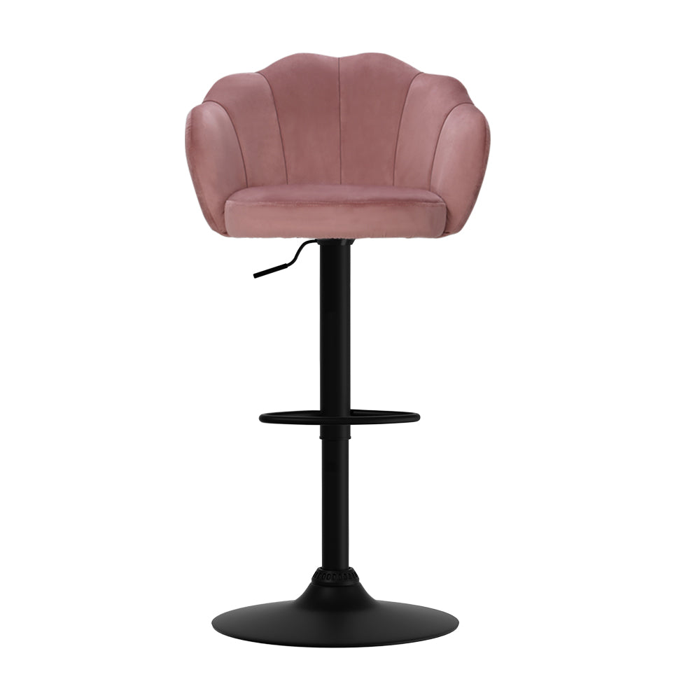 Artiss 2x Bar Stools Gas Lift Velvet Pink - Cosy Abode