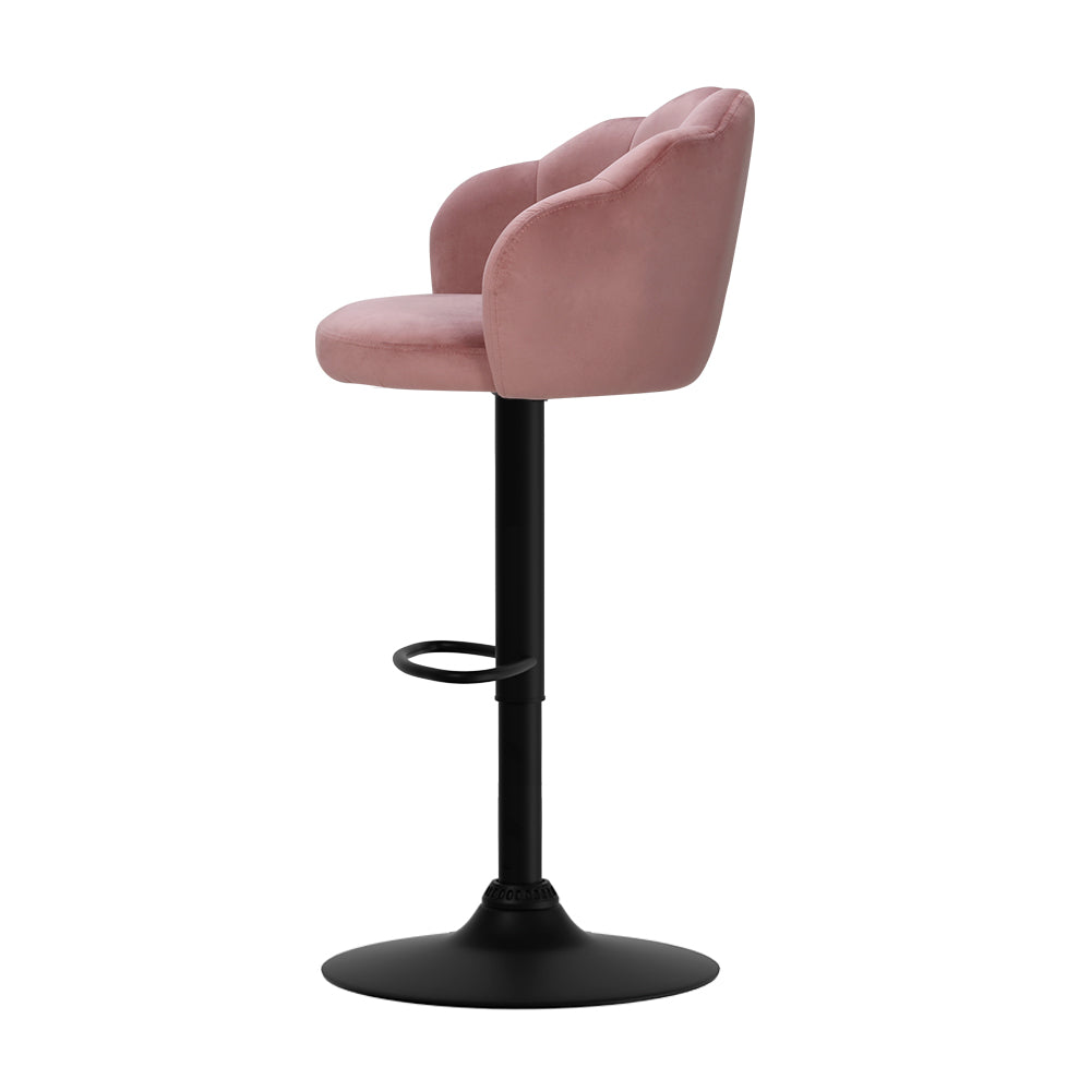 Artiss 2x Bar Stools Gas Lift Velvet Pink - Cosy Abode