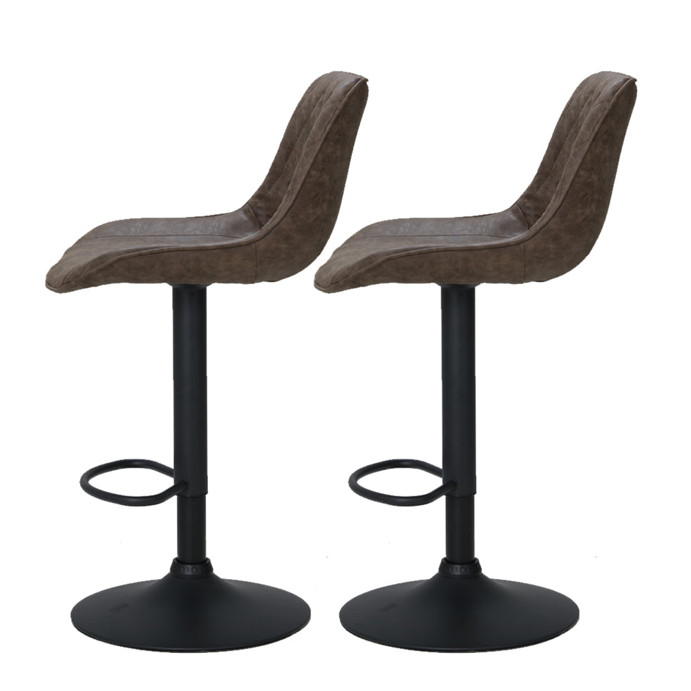 Artiss 2x Bar Stools Gas Lift Vintage Leather Brown - Cosy Abode