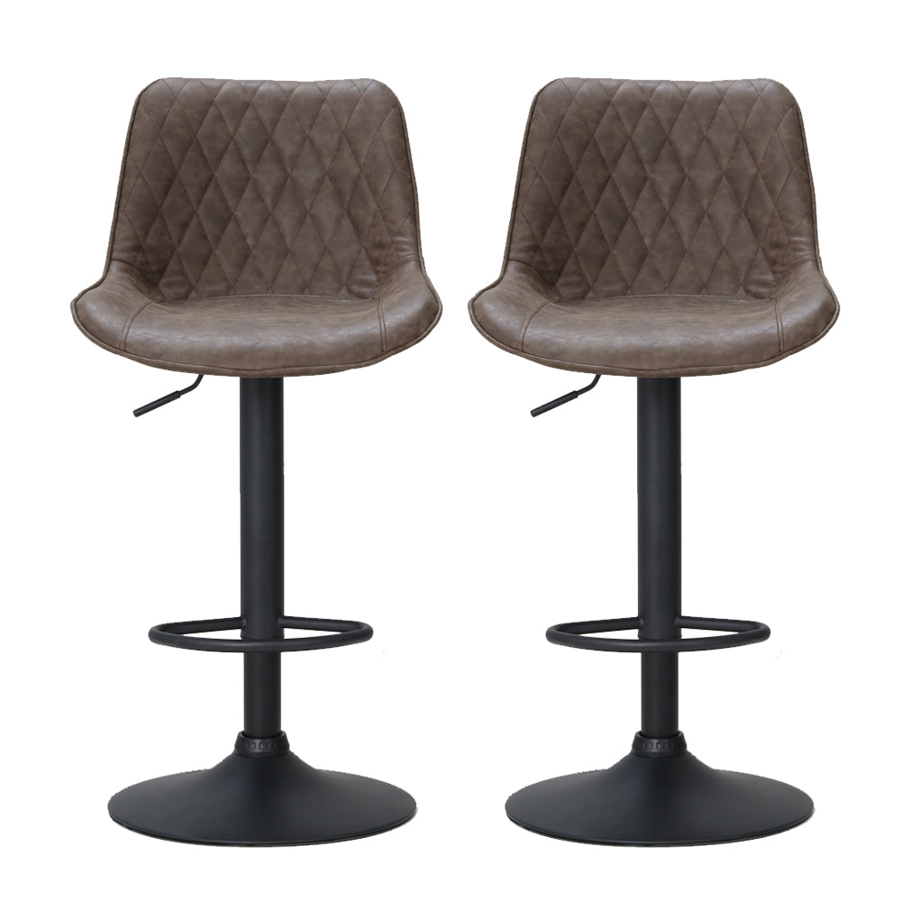 Artiss 2x Bar Stools Gas Lift Vintage Leather Brown - Cosy Abode