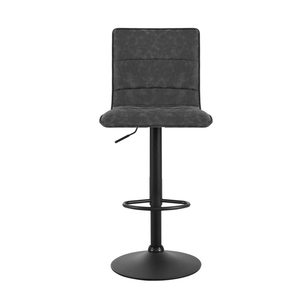 Artiss 2x Bar Stools Gas Lift Vintage Leather Grey - Cosy Abode