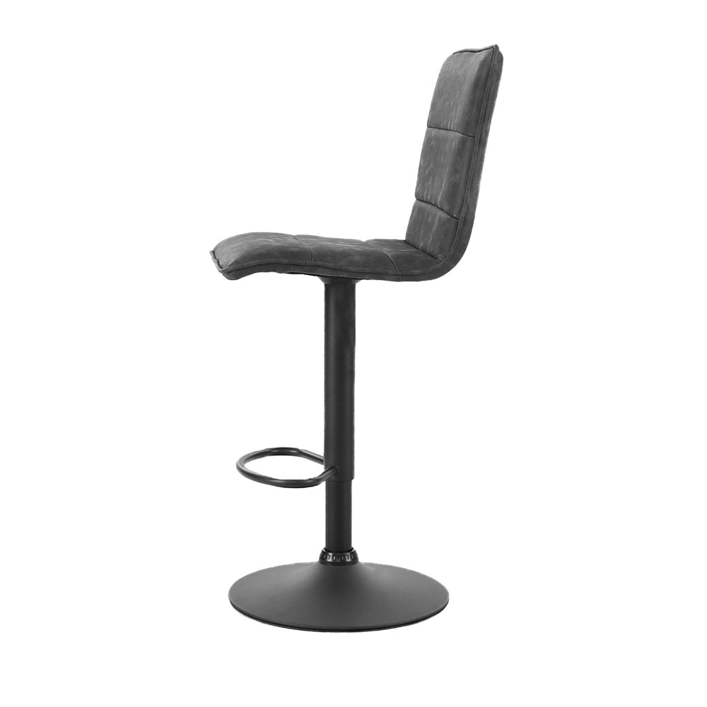 Artiss 2x Bar Stools Gas Lift Vintage Leather Grey - Cosy Abode