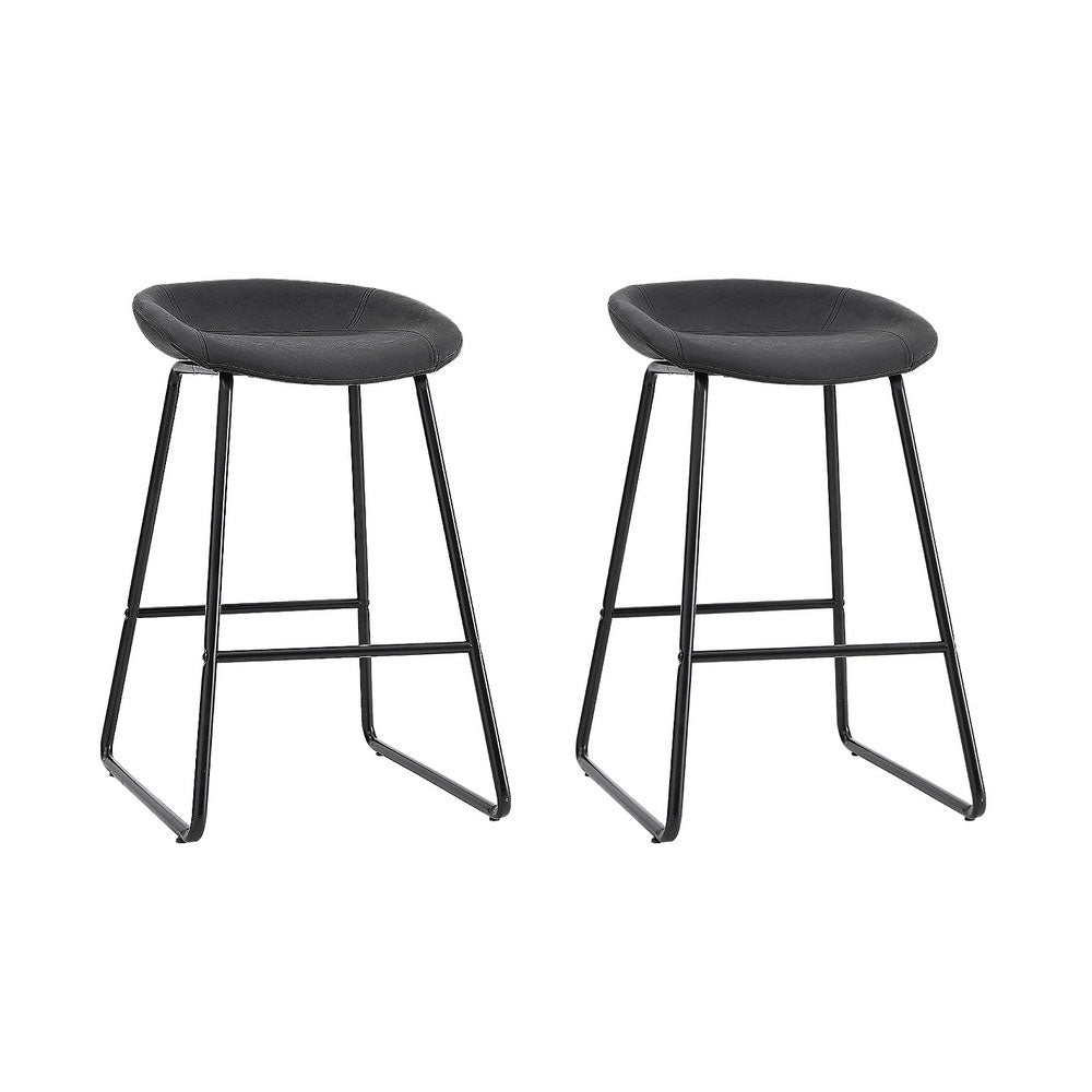Artiss 2x Bar Stools Kitchen Dining Chairs Counter Stool PU Leather Metal - Cosy Abode