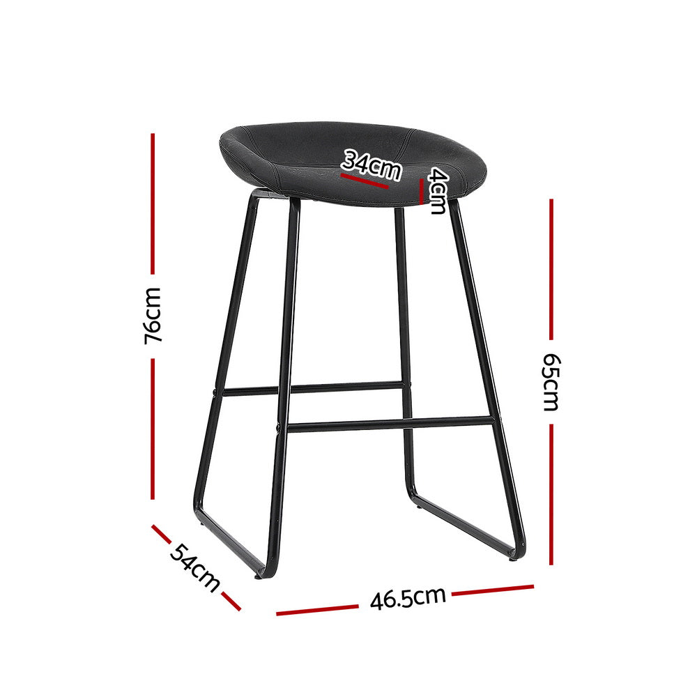 Artiss 2x Bar Stools Kitchen Dining Chairs Counter Stool PU Leather Metal - Cosy Abode