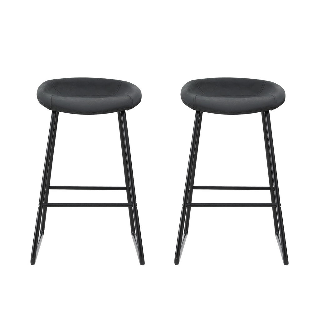 Artiss 2x Bar Stools Kitchen Dining Chairs Counter Stool PU Leather Metal - Cosy Abode