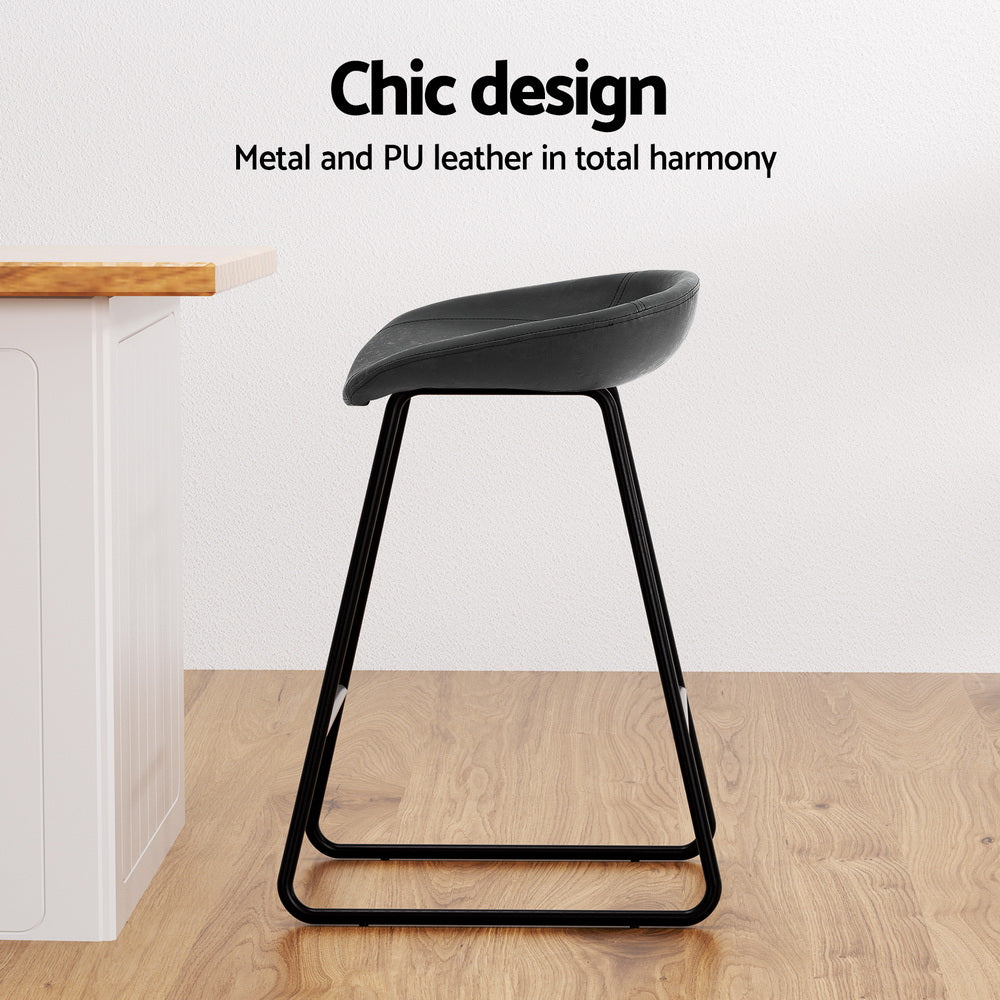 Artiss 2x Bar Stools Kitchen Dining Chairs Counter Stool PU Leather Metal - Cosy Abode