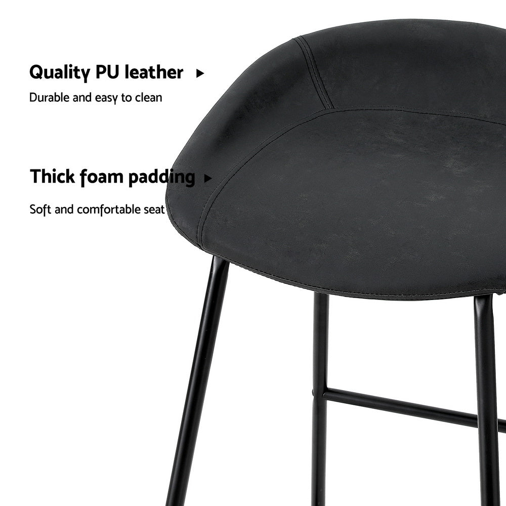 Artiss 2x Bar Stools Kitchen Dining Chairs Counter Stool PU Leather Metal - Cosy Abode