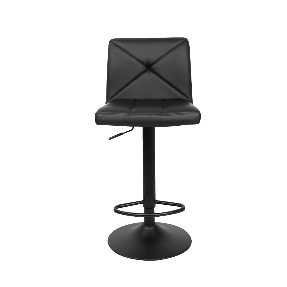 Artiss 2x Bar Stools Kitchen Dining Chairs Gas Lift Stool Leather Black - Cosy Abode