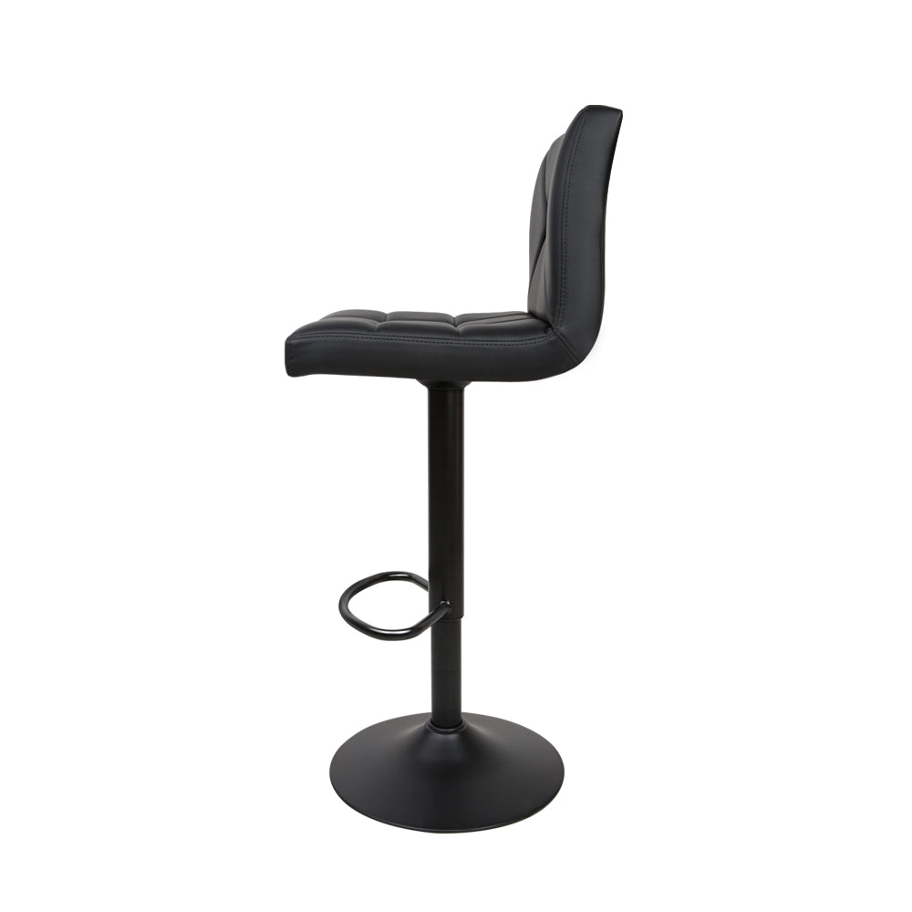 Artiss 2x Bar Stools Kitchen Dining Chairs Gas Lift Stool Leather Black - Cosy Abode