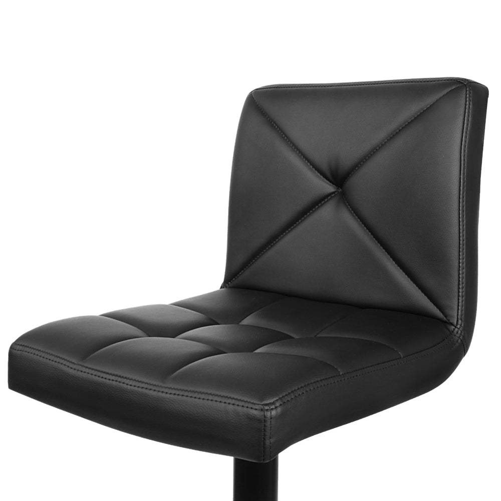 Artiss 2x Bar Stools Kitchen Dining Chairs Gas Lift Stool Leather Black - Cosy Abode