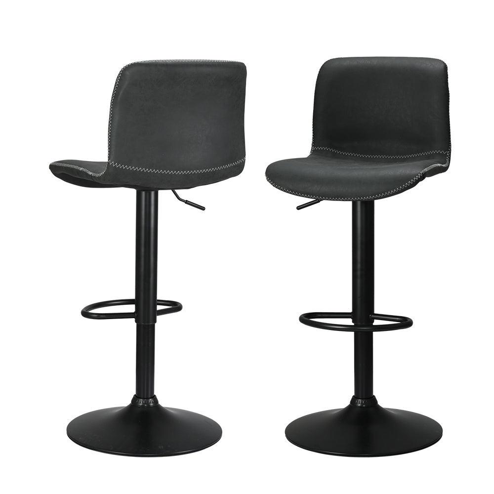Artiss 2x Bar Stools Kitchen Swivel Bar Stool Gas Lift Chairs Barstools Black - Cosy Abode