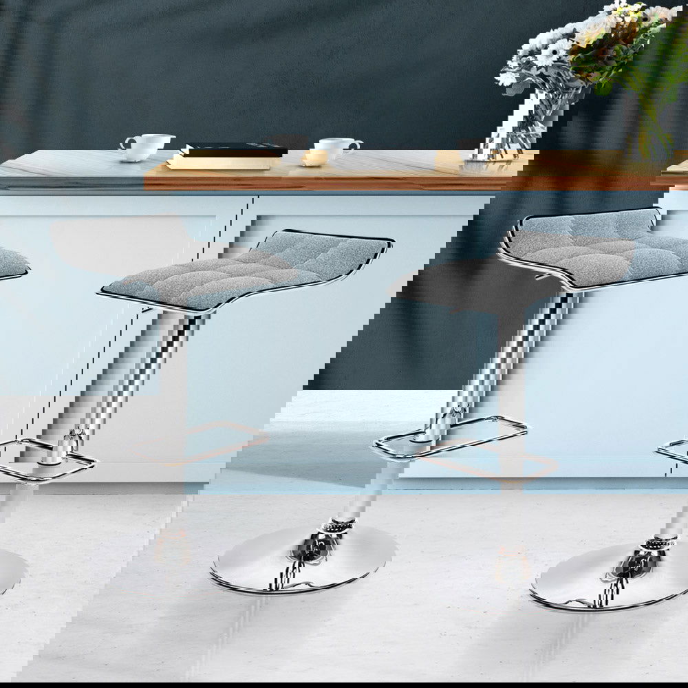 Artiss 2x Bar Stools Linen Padded Gas Lift - Cosy Abode