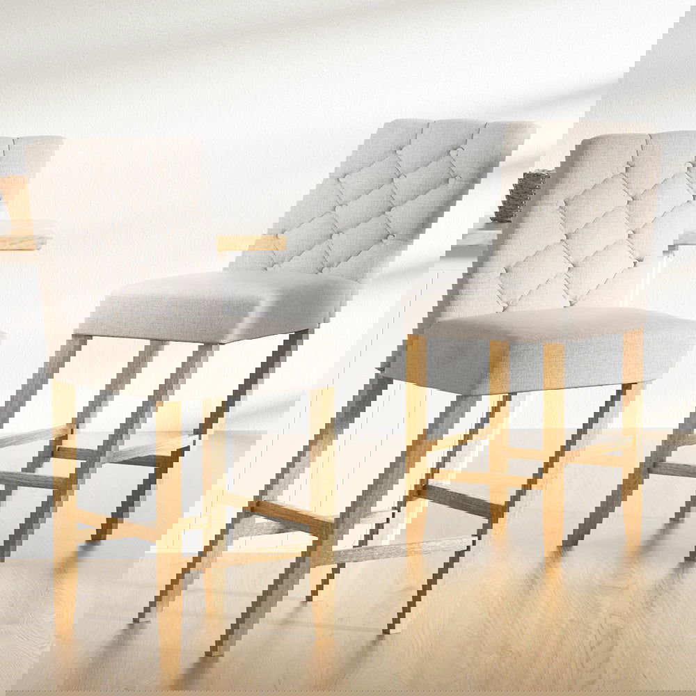 Artiss 2x Bar Stools Linen Upholstered Chairs - Cosy Abode