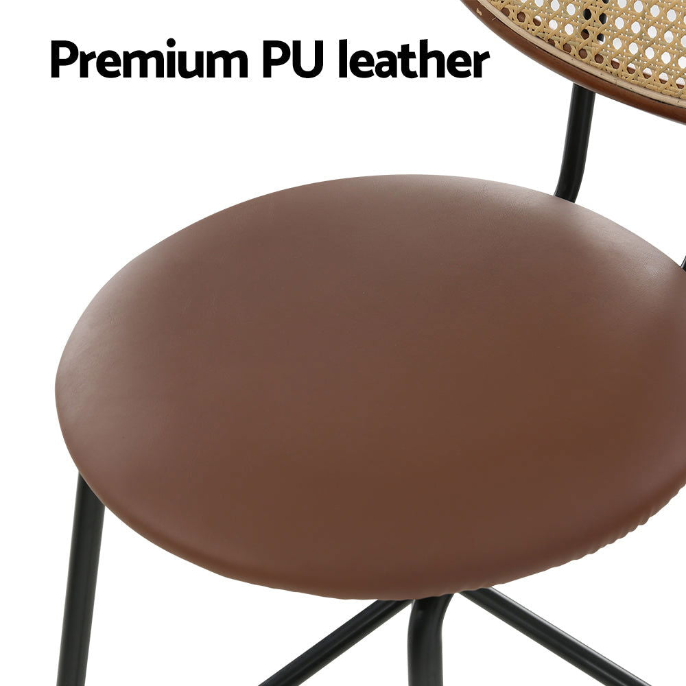 Artiss 2x Bar Stools PU Leather Stools Brown - Cosy Abode