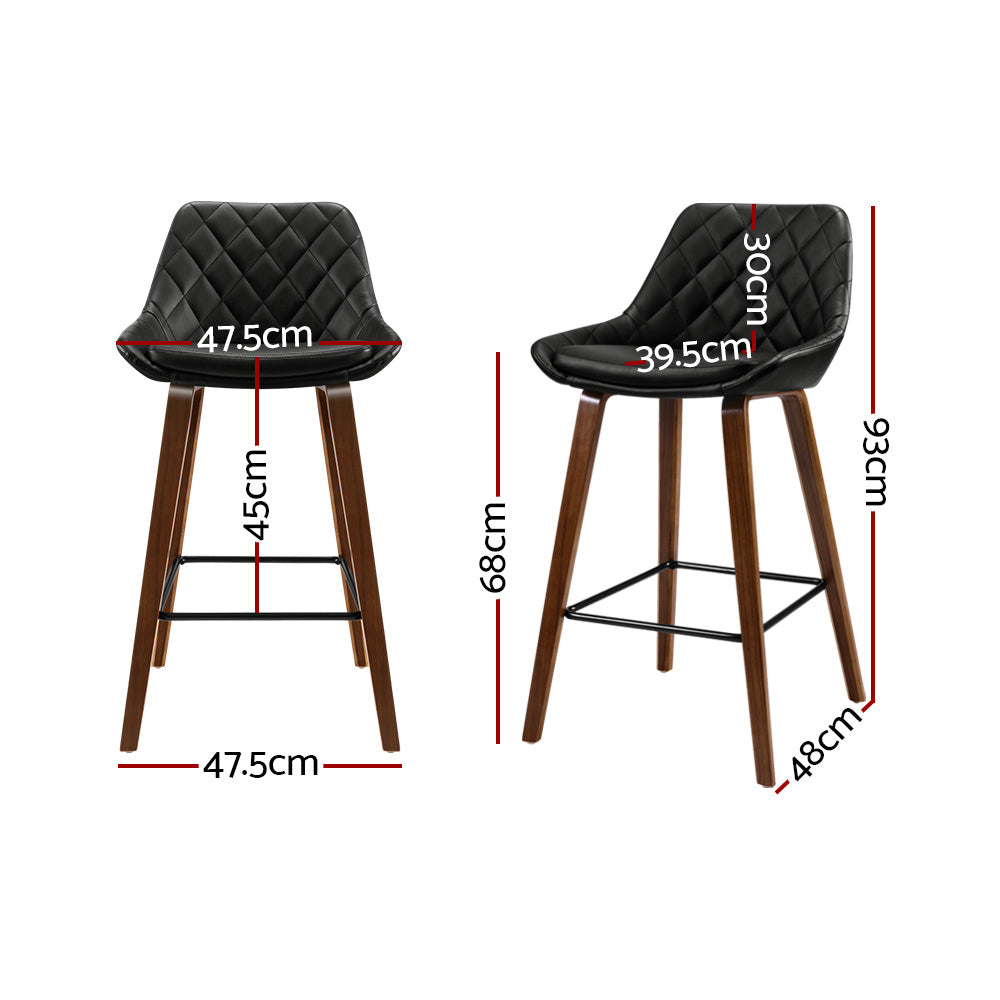 Artiss 2x Bar Stools PU Seat Wooden - Cosy Abode
