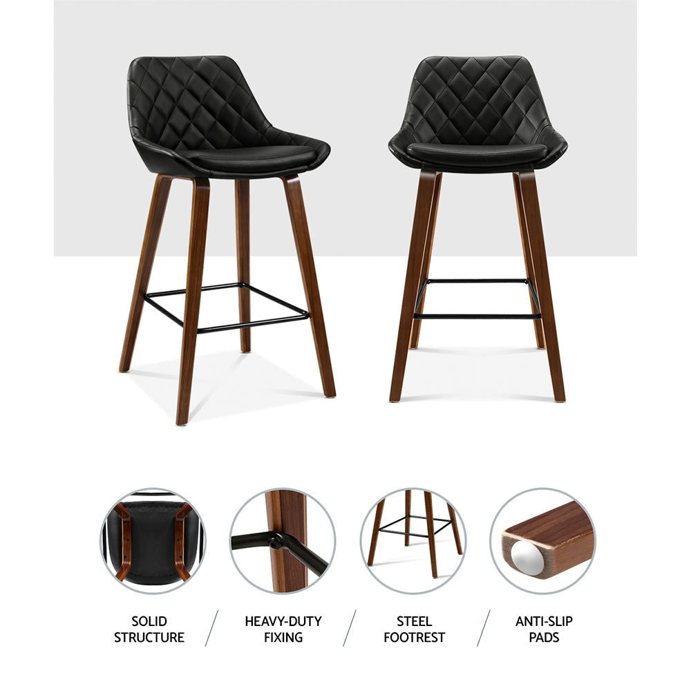 Artiss 2x Bar Stools PU Seat Wooden - Cosy Abode