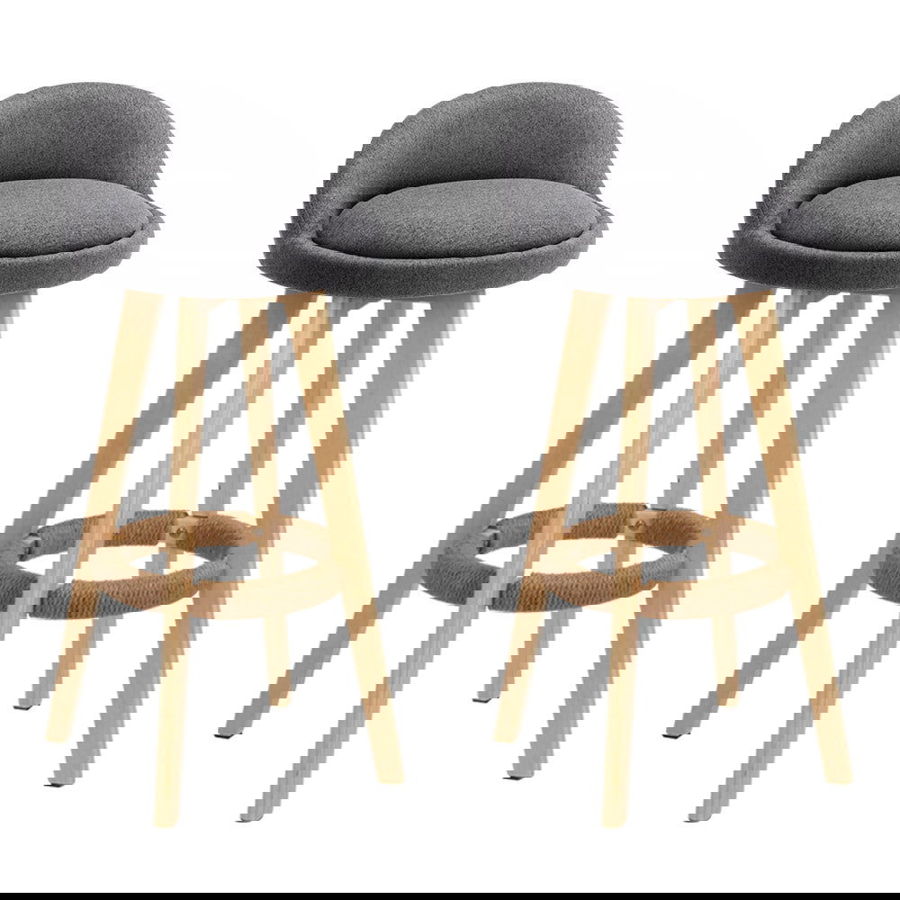 Artiss 2x Bar Stools Padded Linen Wooden Grey - Cosy Abode
