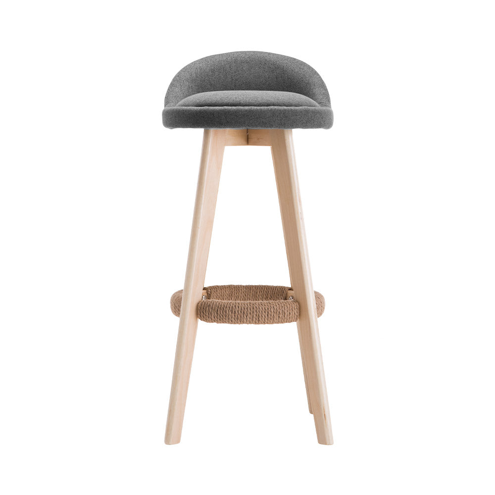 Artiss 2x Bar Stools Padded Linen Wooden Grey - Cosy Abode