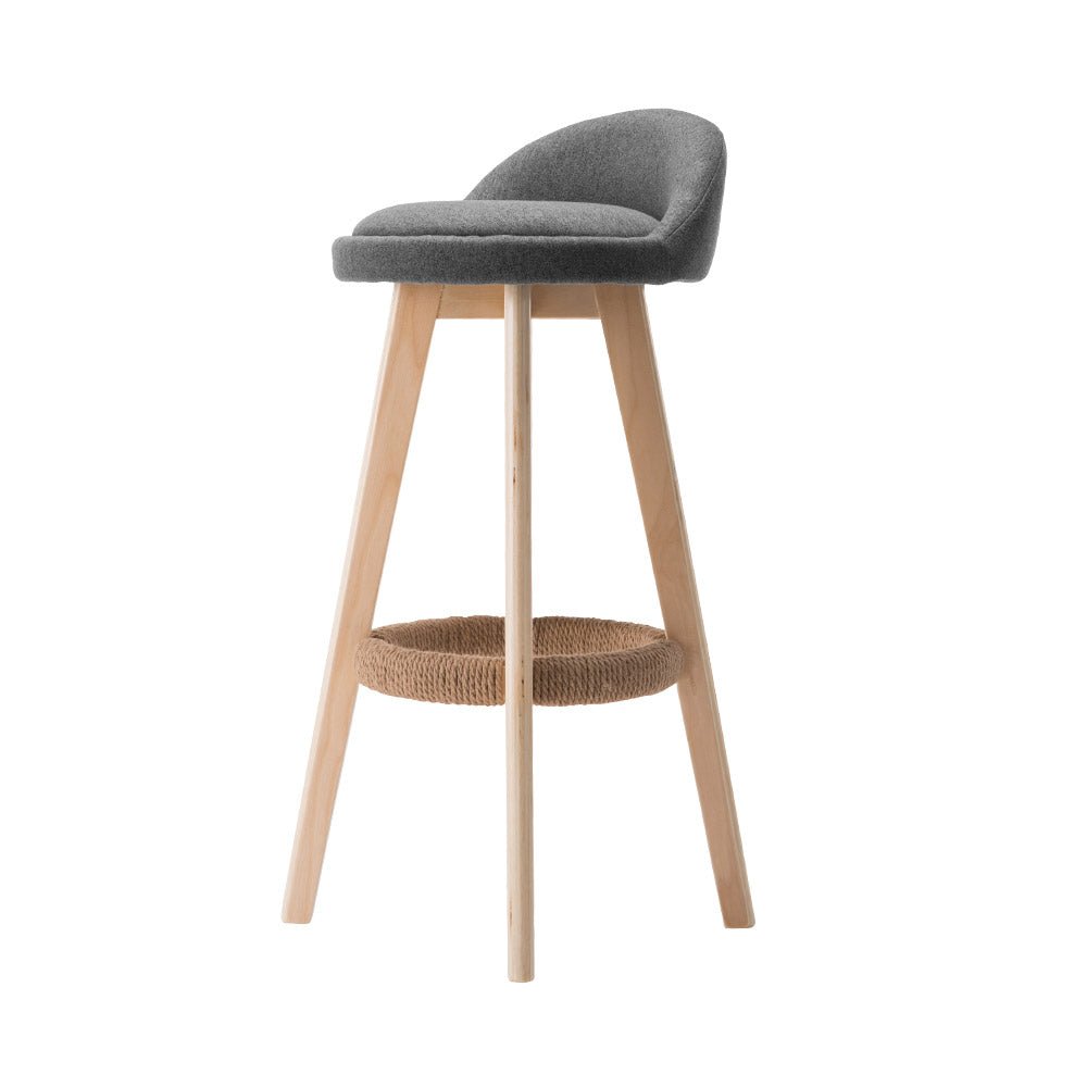Artiss 2x Bar Stools Padded Linen Wooden Grey - Cosy Abode