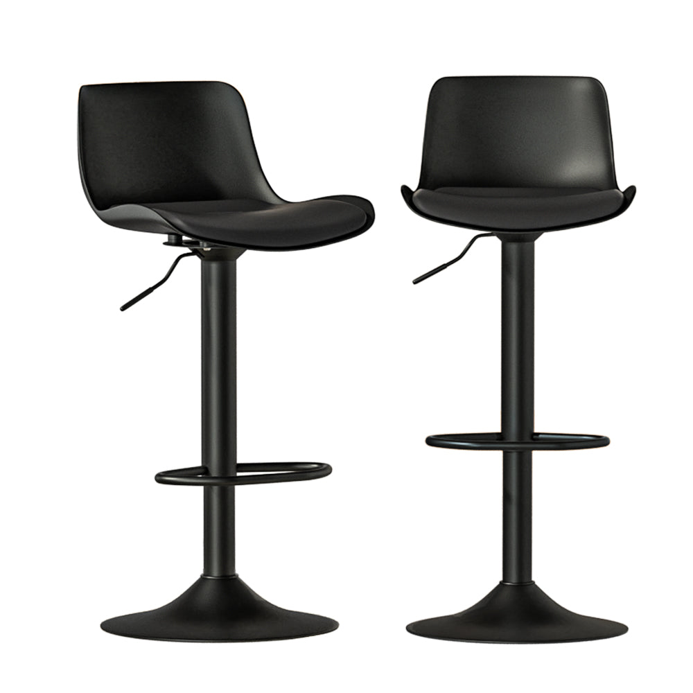Artiss 2x Bar Stools Padded Seat Gas Lift Black - Cosy Abode