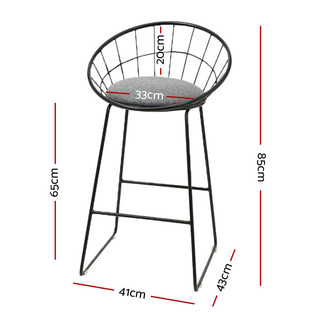 Artiss 2x Bar Stools Padded Seat Metal - Cosy Abode
