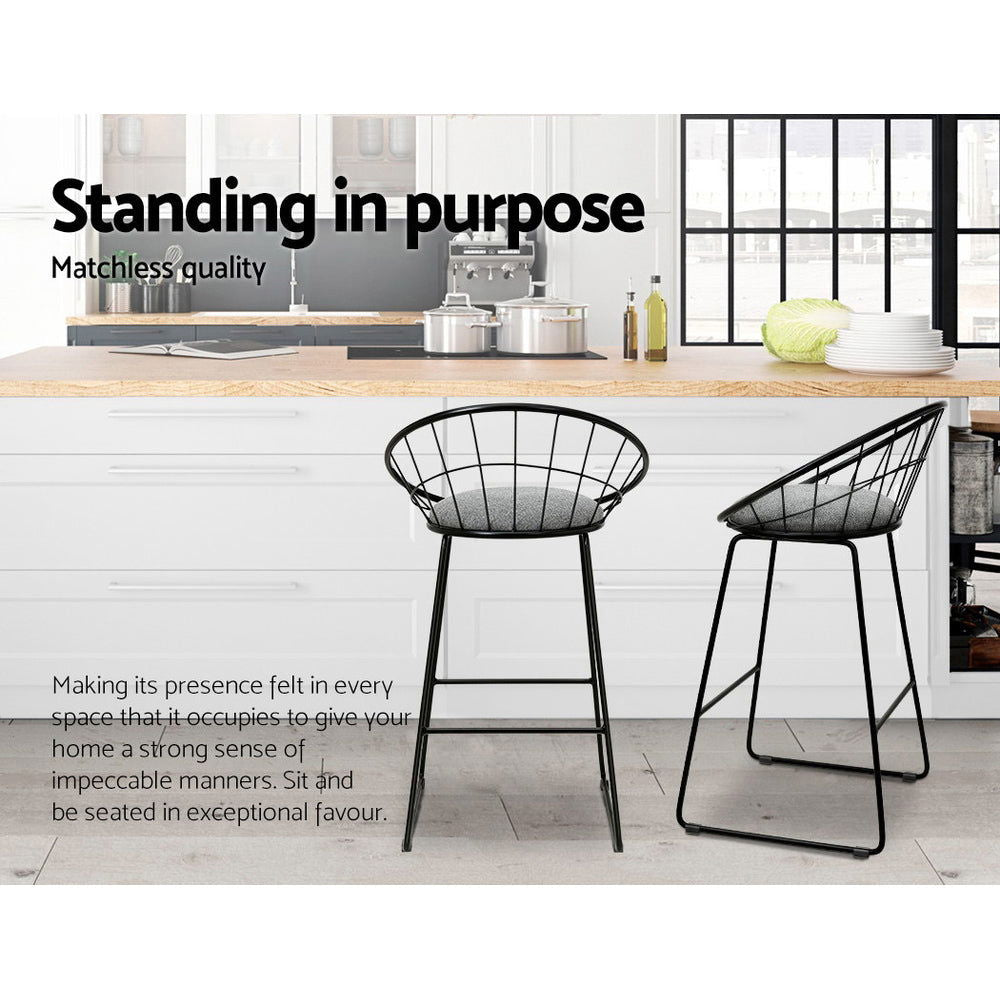 Artiss 2x Bar Stools Padded Seat Metal - Cosy Abode