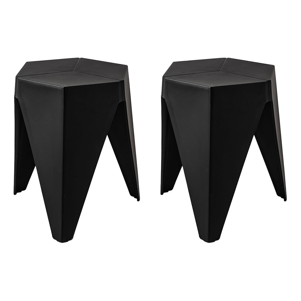 Artiss 2x Bar Stools Puzzle Plastic Foot Stool Black - Cosy Abode