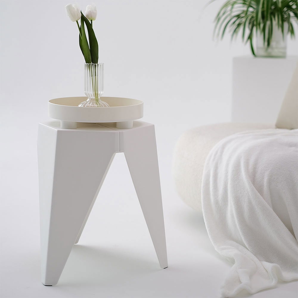 Artiss 2x Bar Stools Puzzle Plastic Foot Stool White - Cosy Abode