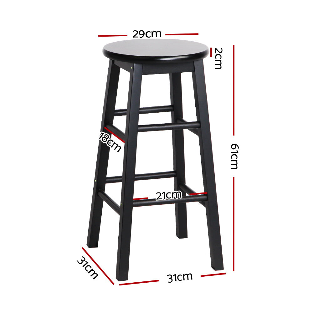 Artiss 2x Bar Stools Round Chairs Wooden Black - Cosy Abode