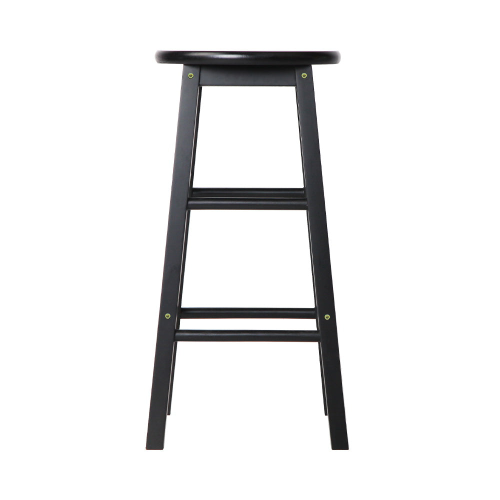 Artiss 2x Bar Stools Round Chairs Wooden Black - Cosy Abode