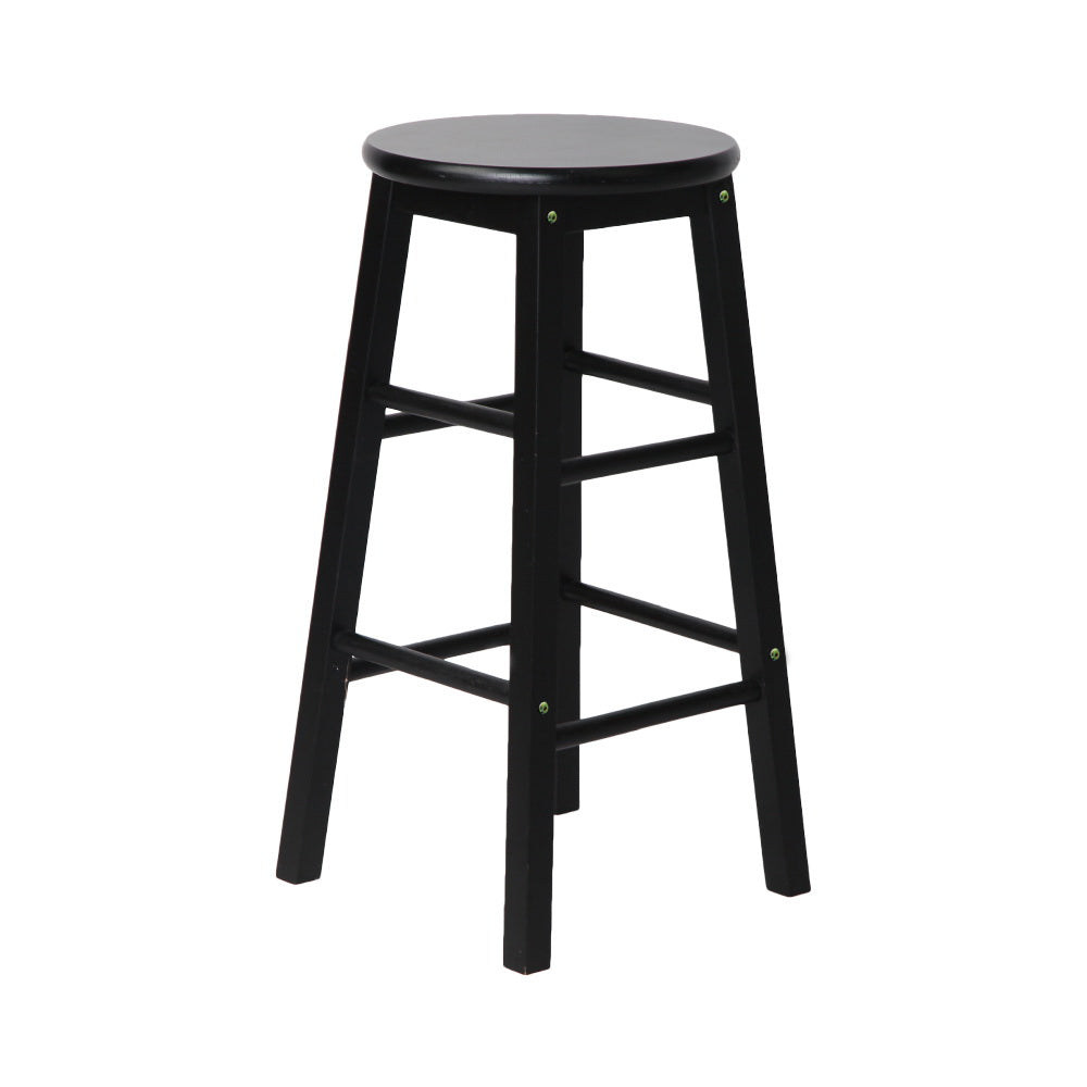 Artiss 2x Bar Stools Round Chairs Wooden Black - Cosy Abode
