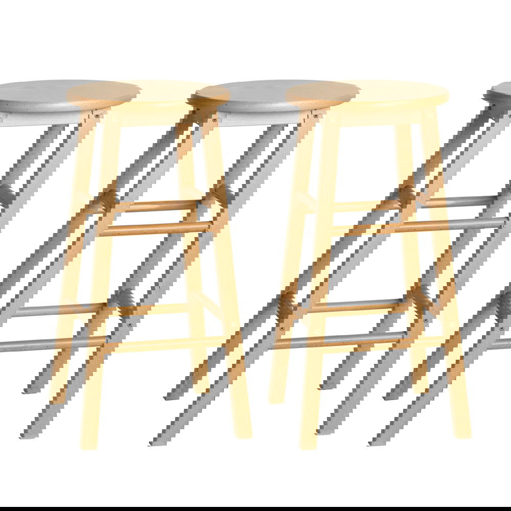 Artiss 2x Bar Stools Round Chairs Wooden Nature - Cosy Abode