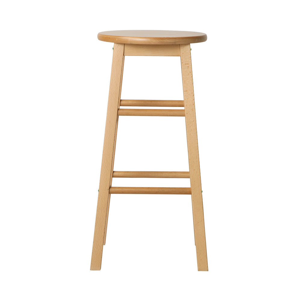 Artiss 2x Bar Stools Round Chairs Wooden Nature - Cosy Abode