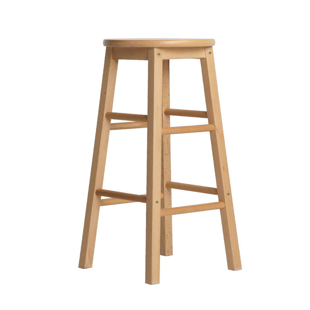 Artiss 2x Bar Stools Round Chairs Wooden Nature - Cosy Abode