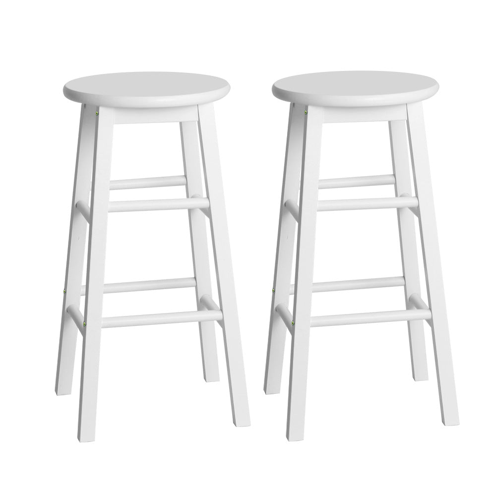 Artiss 2x Bar Stools Round Chairs Wooden White - Cosy Abode