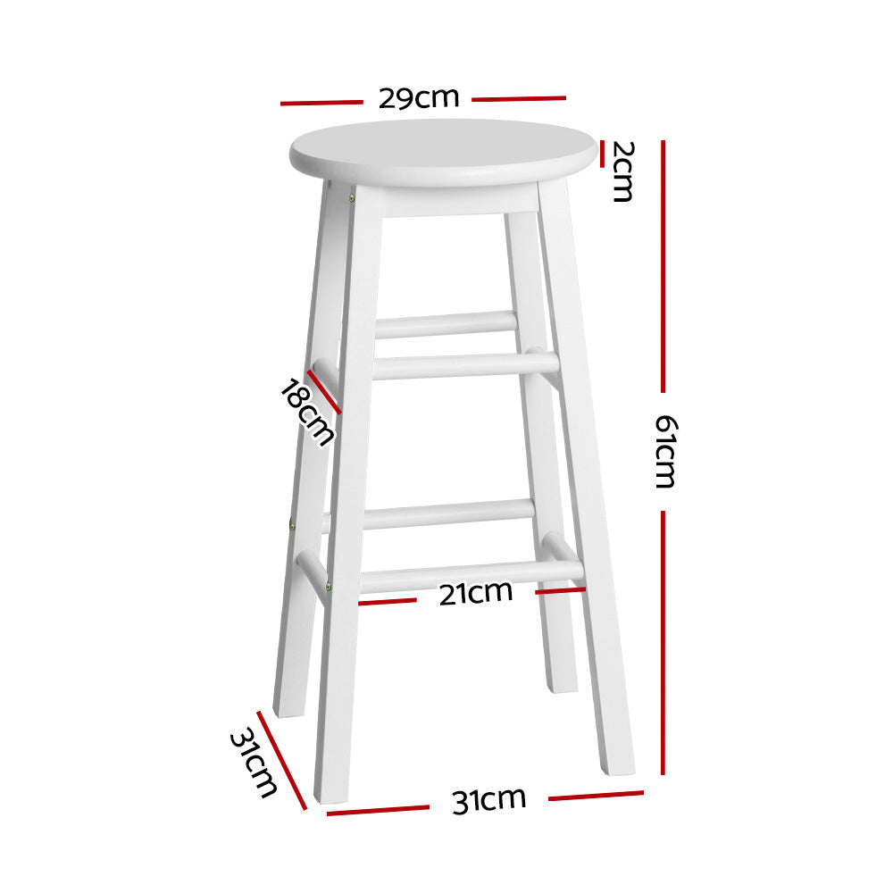 Artiss 2x Bar Stools Round Chairs Wooden White - Cosy Abode