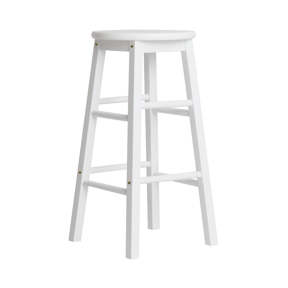 Artiss 2x Bar Stools Round Chairs Wooden White - Cosy Abode