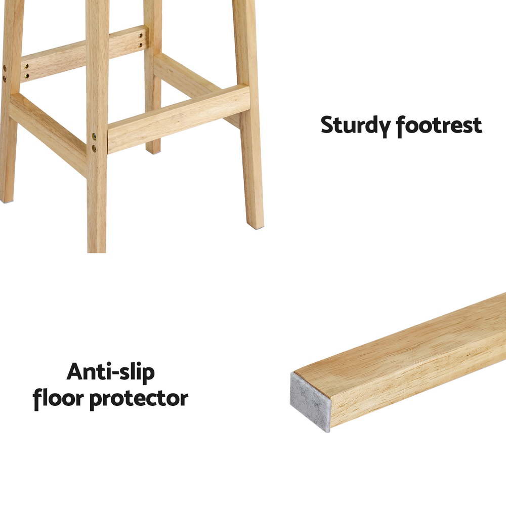 Artiss 2x Bar Stools Rubber Wood Stool Counter Chair Rattan Barstools Kitchen - Cosy Abode