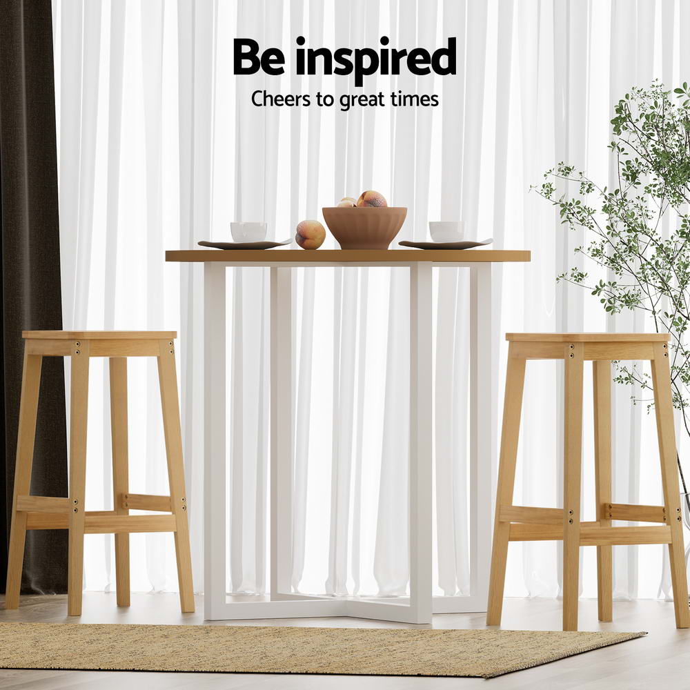 Artiss 2x Bar Stools Rubber Wood Stool Counter Chair Rattan Barstools Kitchen - Cosy Abode