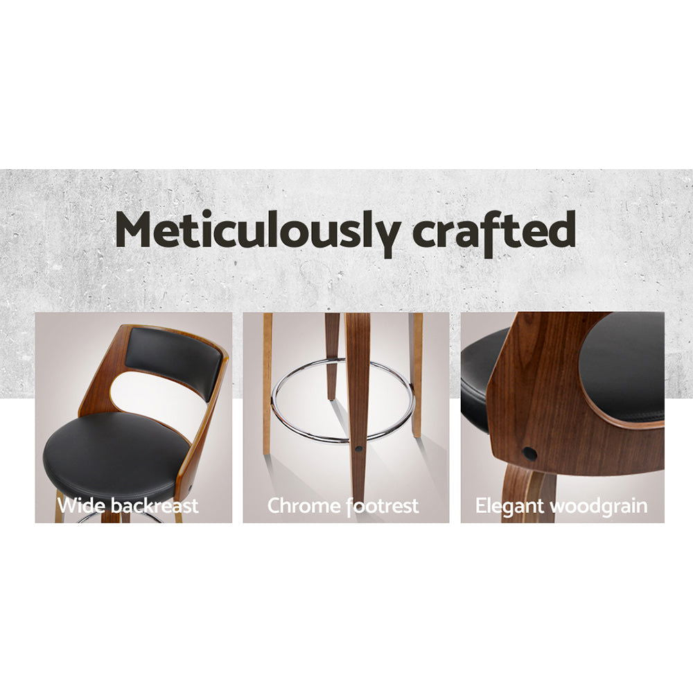 Artiss 2x Bar Stools Swivel Leather Chair 65cm - Cosy Abode
