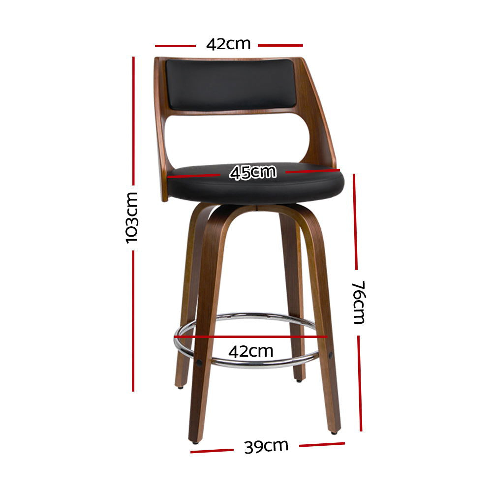 Artiss 2x Bar Stools Swivel Leather Chair 76cm - Cosy Abode