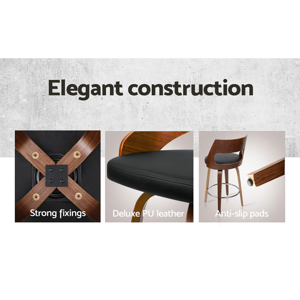 Artiss 2x Bar Stools Swivel Leather Chair 76cm - Cosy Abode