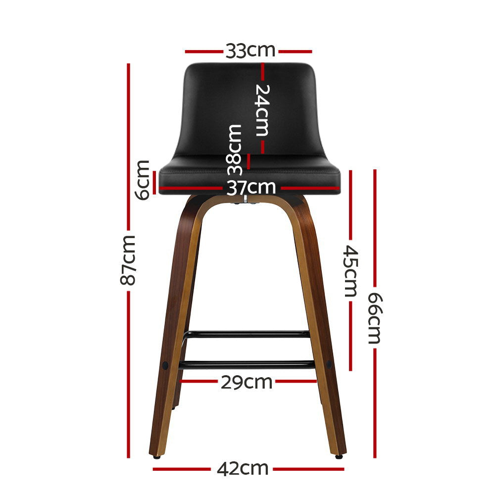 Artiss 2x Bar Stools Swivel Leather Padded Wooden - Cosy Abode