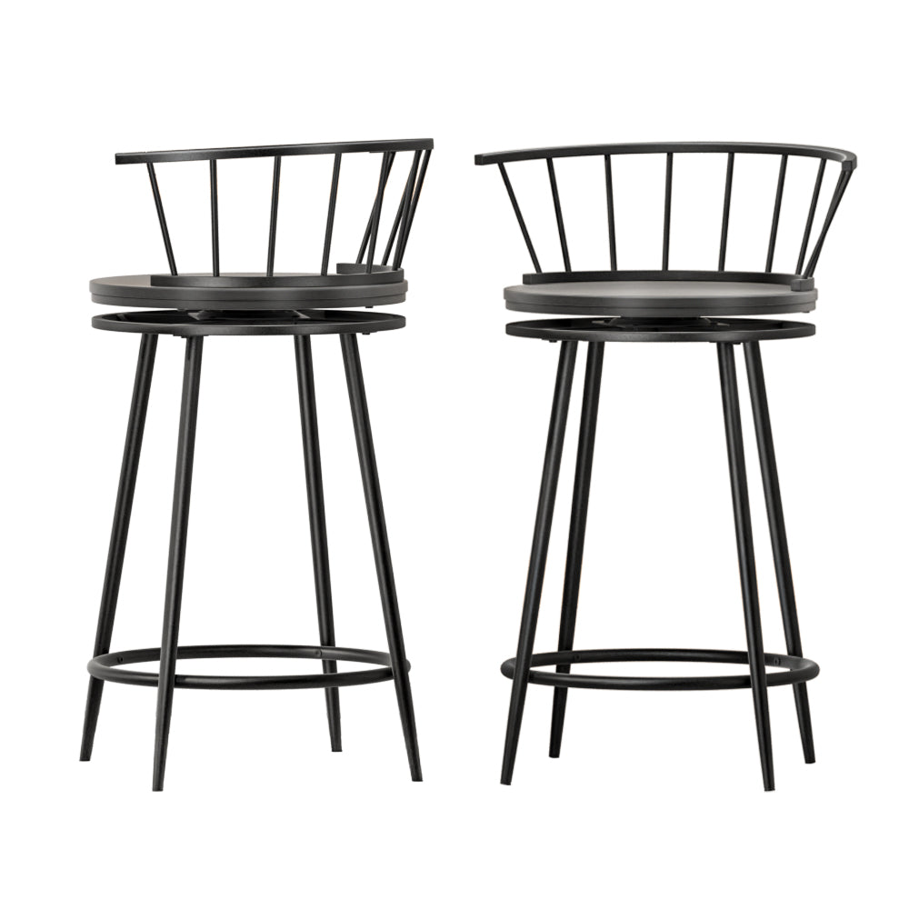 Artiss 2x Bar Stools Swivel Metal Chairs - Cosy Abode
